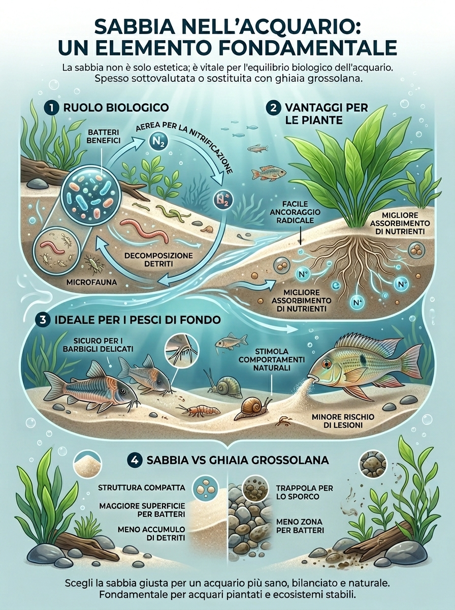 Fondo di sabbia fine in acquario