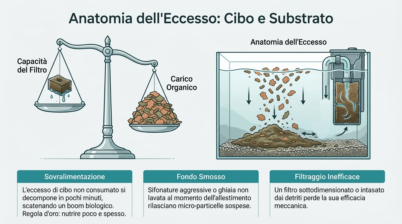 eccesso di cibo acqua sporca