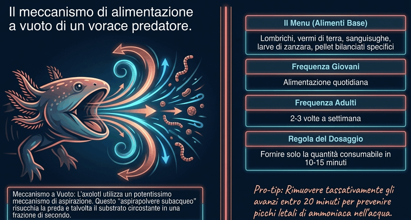 cosa mangia l'axolotl?