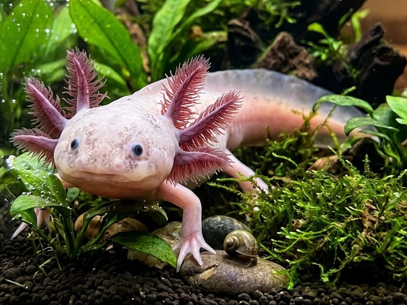 axolotl in acquario primo piano