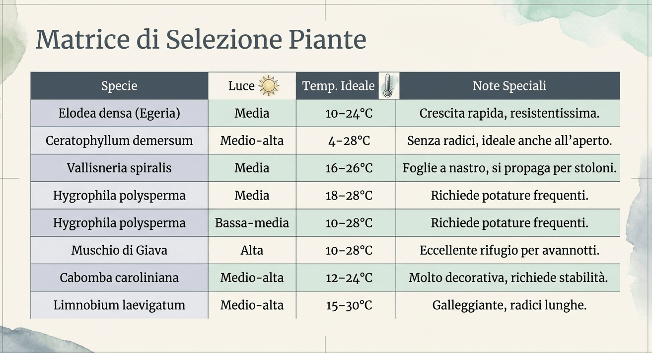 Piante per acquari acqua fredda
