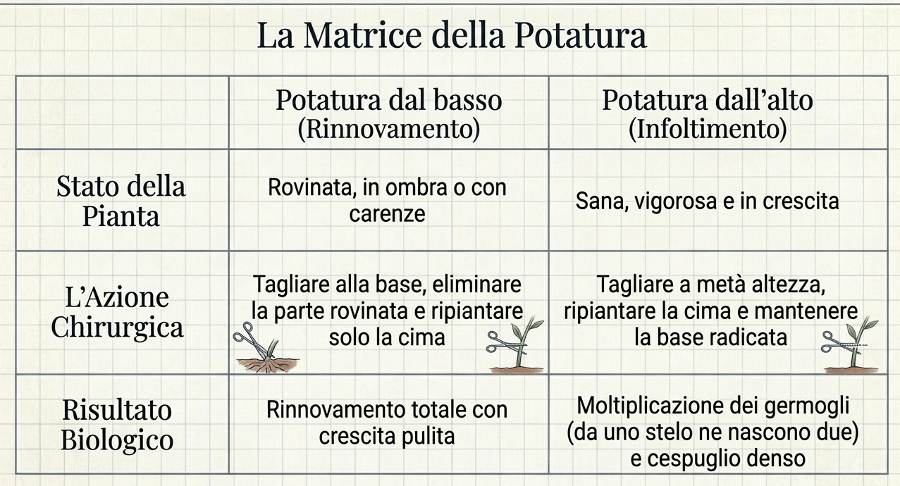 potatura dal basso e dall'alto