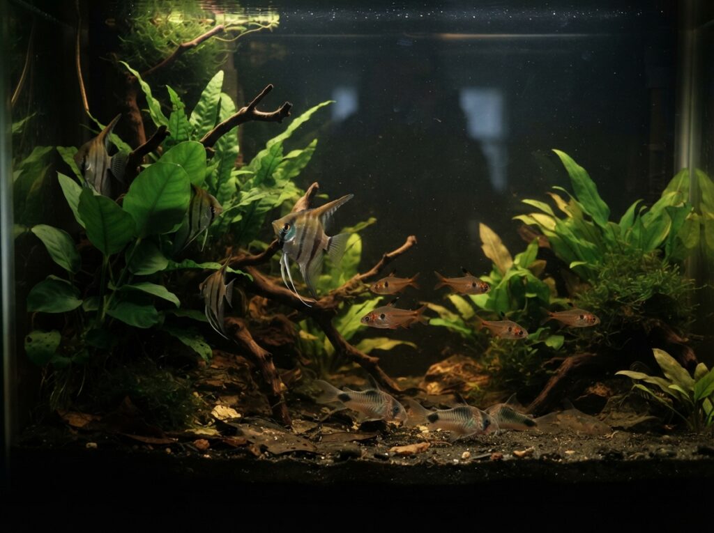 Nuovi pesci che si ambientano nell'acquario dopo l'acclimatazione