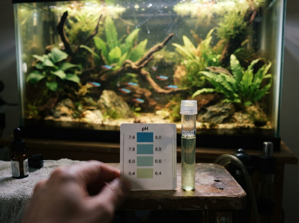 Acquario naturale piantumato con equilibrio stabile e variazioni del pH