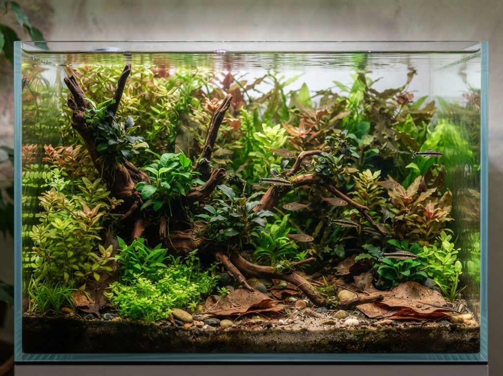 Cambio parziale dell'acqua durante la manutenzione di un acquario