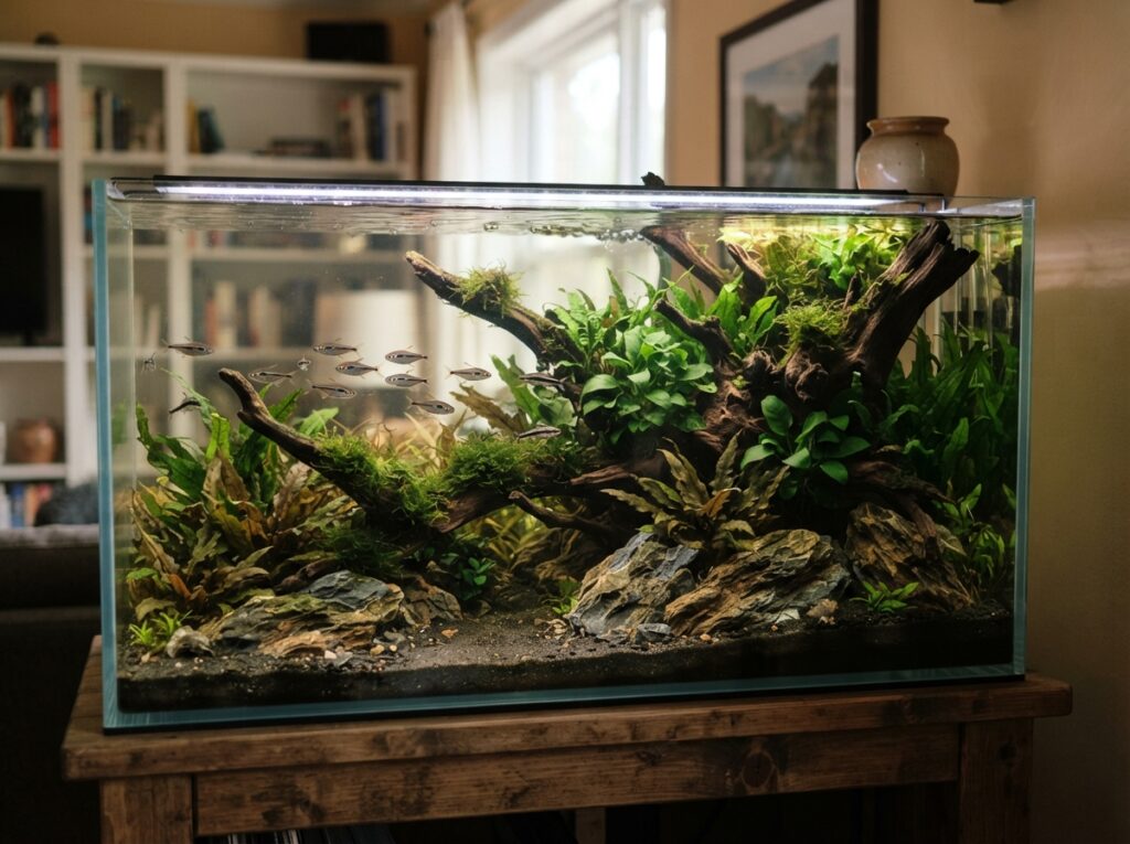 Acquario naturale con piante facili coltivate senza CO2